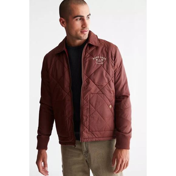 Dark Seas Division Men's Burgundy Quilted Flannel Lined Jacket Size Large - Picture 1 of 9
